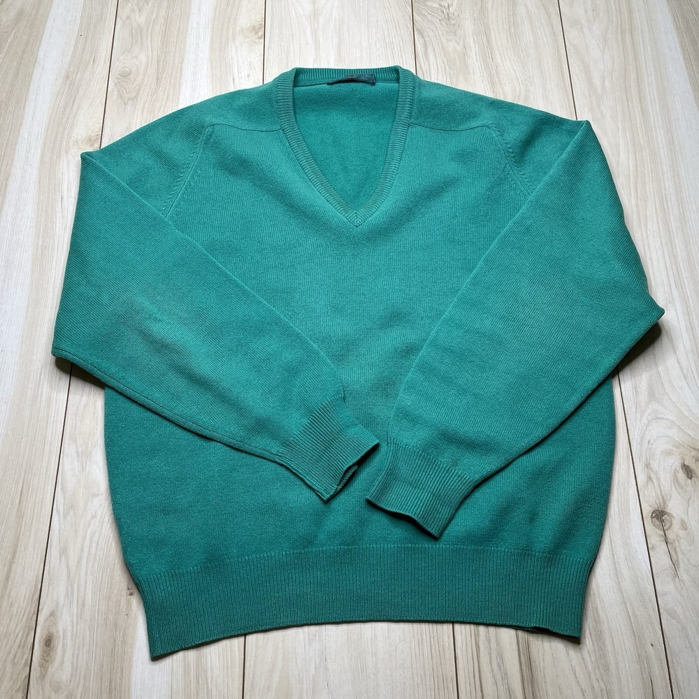 Alan Paine Mens 100% Lambswool V-Neck Sweater Green Mens Size XLEngland - Picture 2 of 11